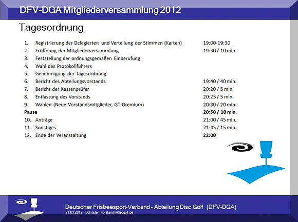 Tagesordnung der DGA-JHV 2012